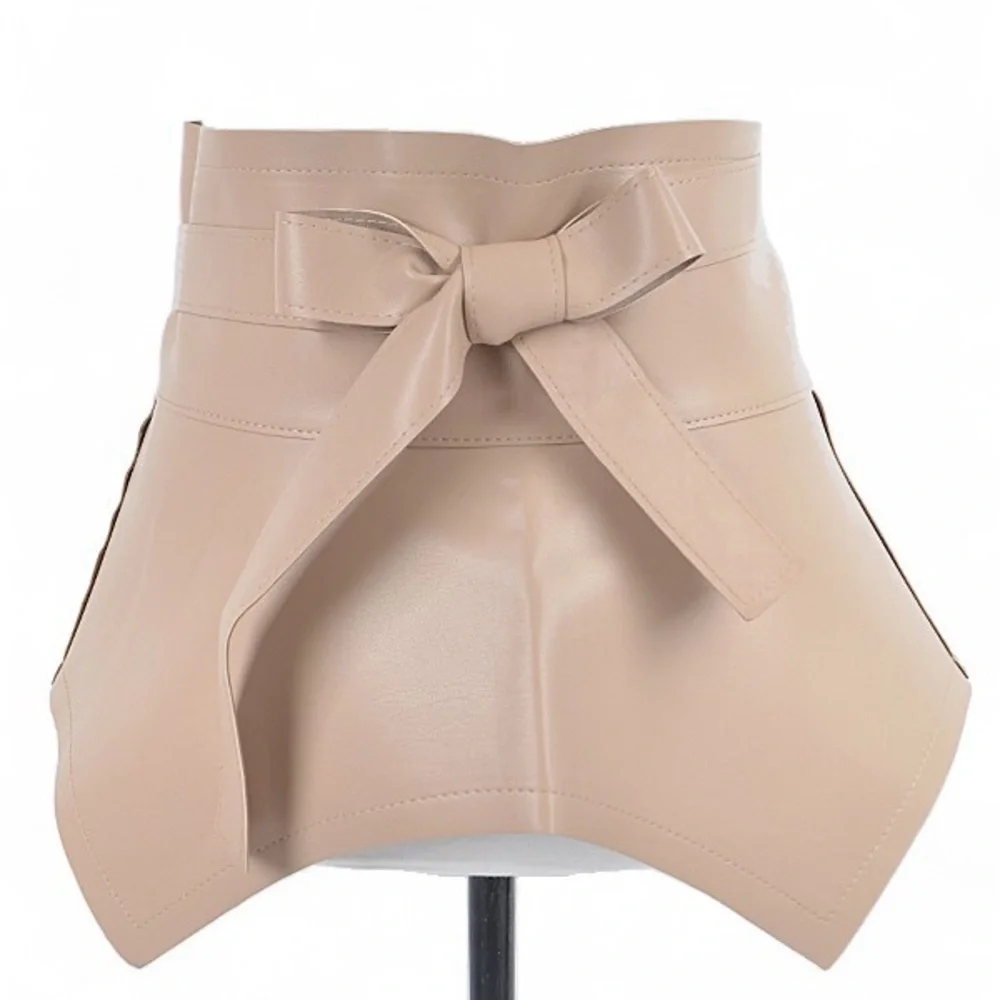 Plus Size Vegan Leather Wrap Skirt Statement Belt
